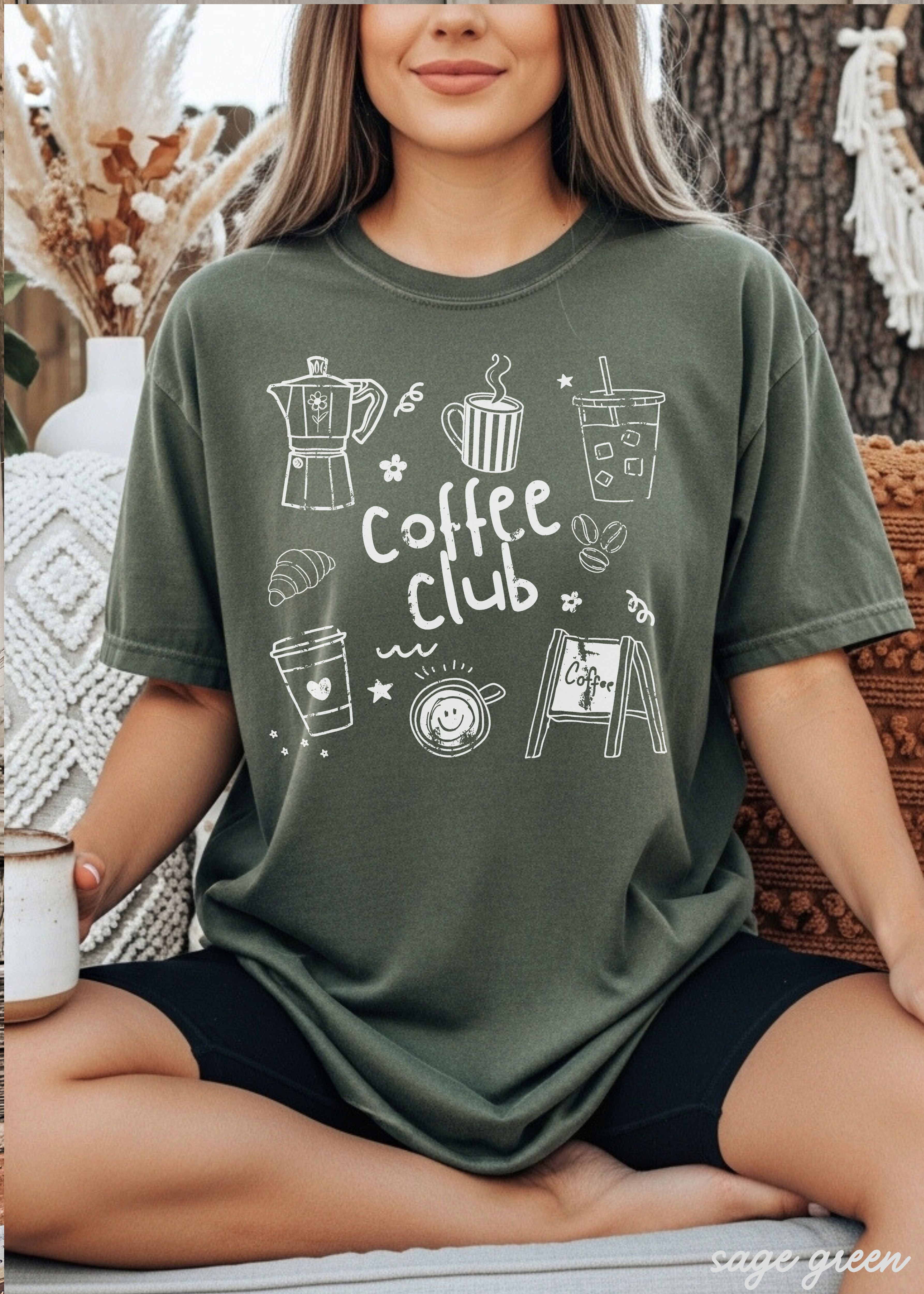 Coffee Club Doodle Tee *16 Colors (S-3X) SC