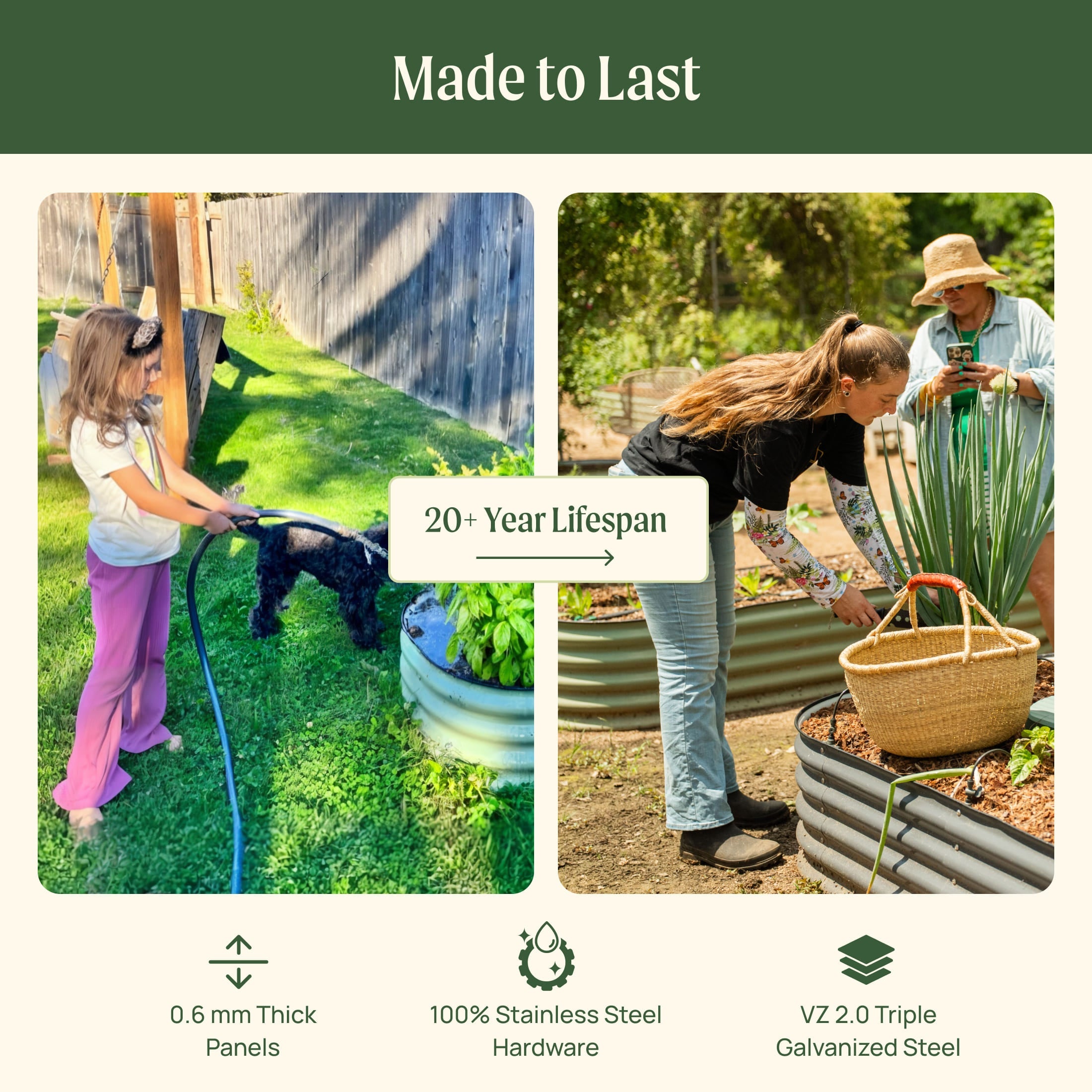 17" Tall 6 In 1 Medium Modular Metal Raised Garden Bed Kit