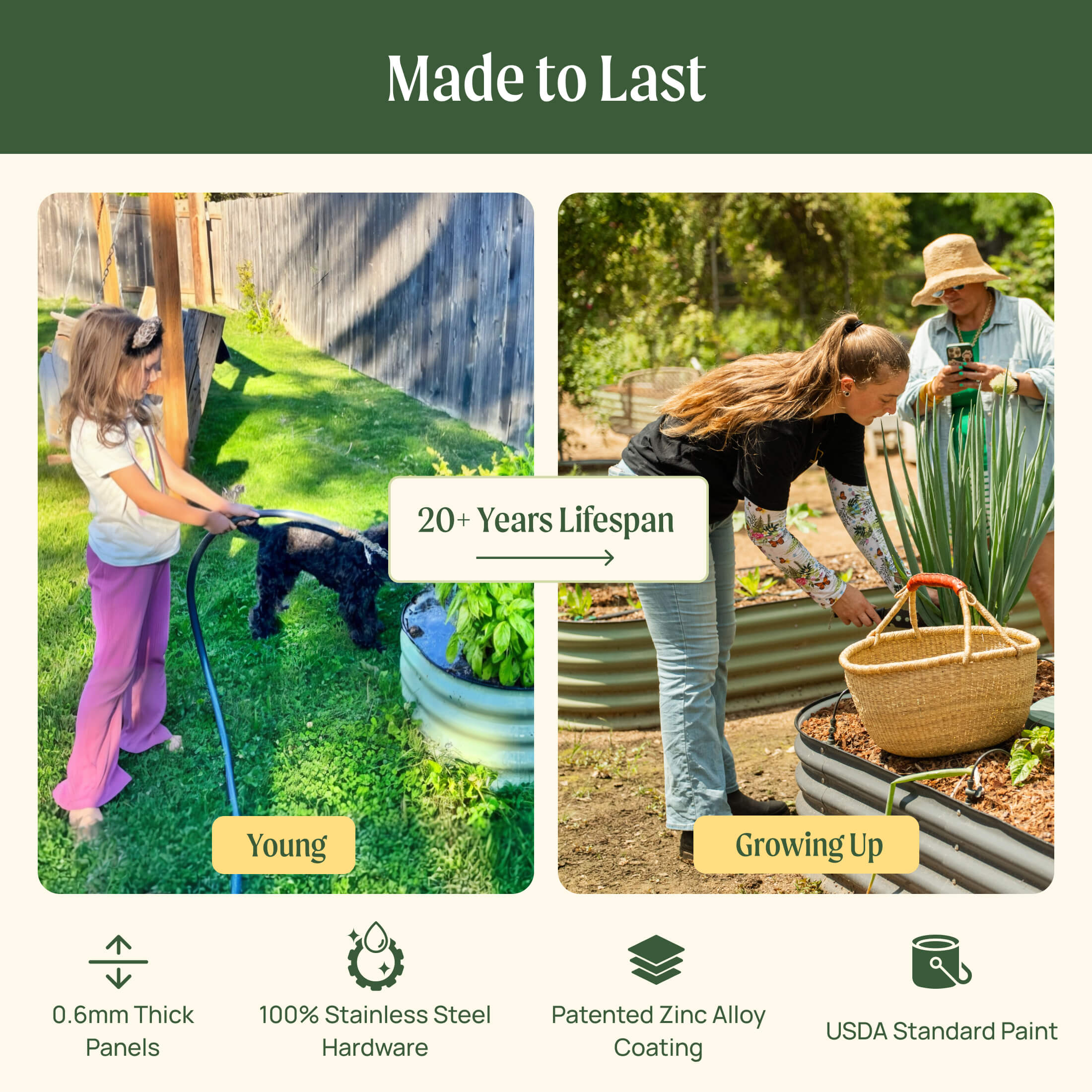 17" Tall 6 In 1 Medium Modular Metal Raised Garden Bed Kit