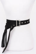 Faux Suede Fringe Belt
