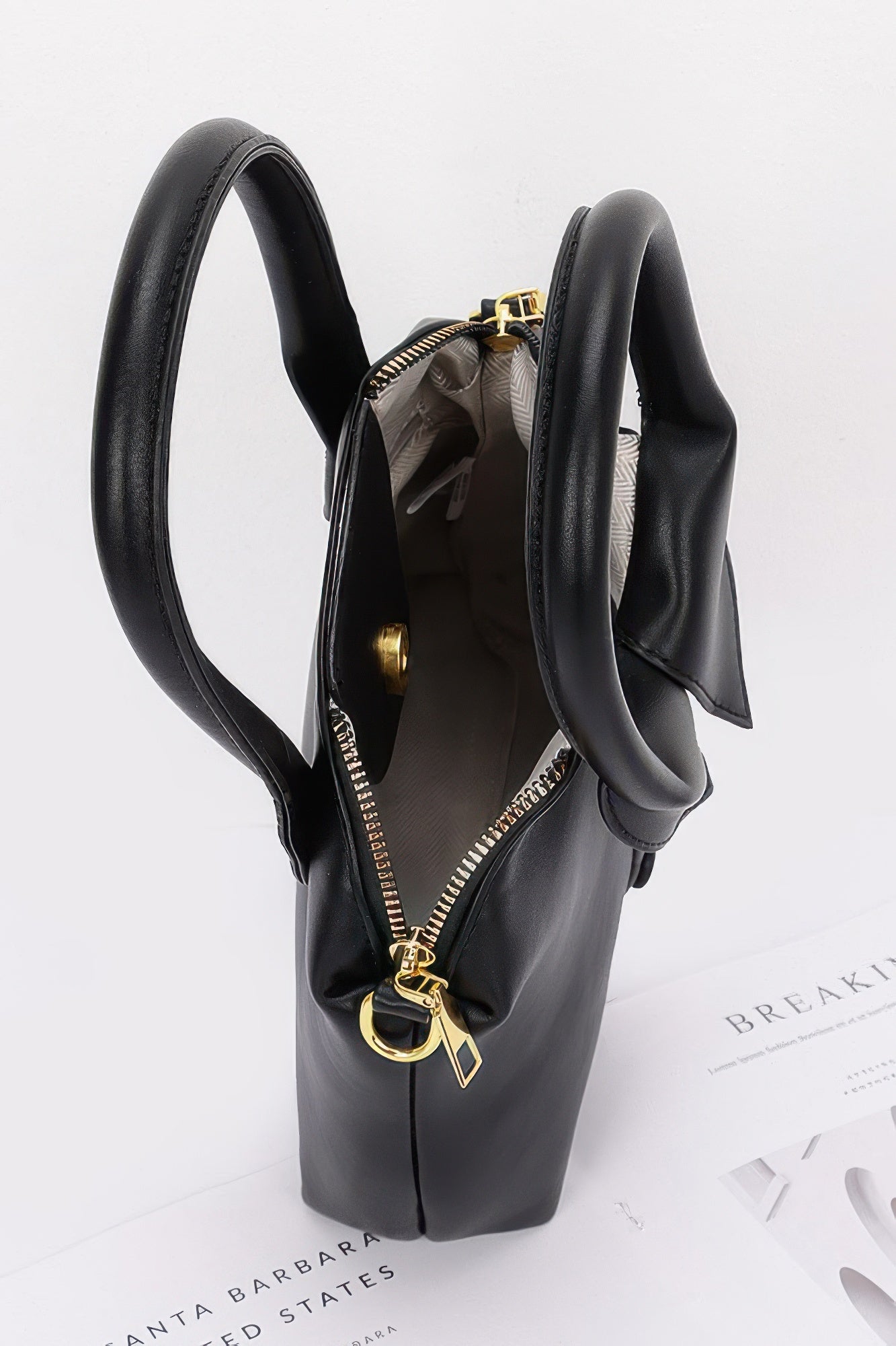 Faux Leather Shirt Style Top Handle Bag