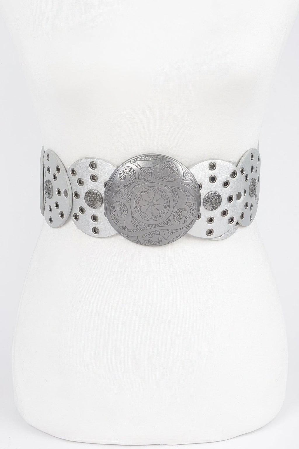 Faux Leather Multi Eyelet Round Western Belt