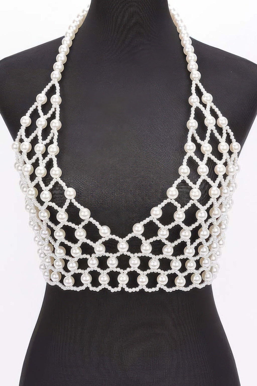 Faux Pearl Halter Neck Top