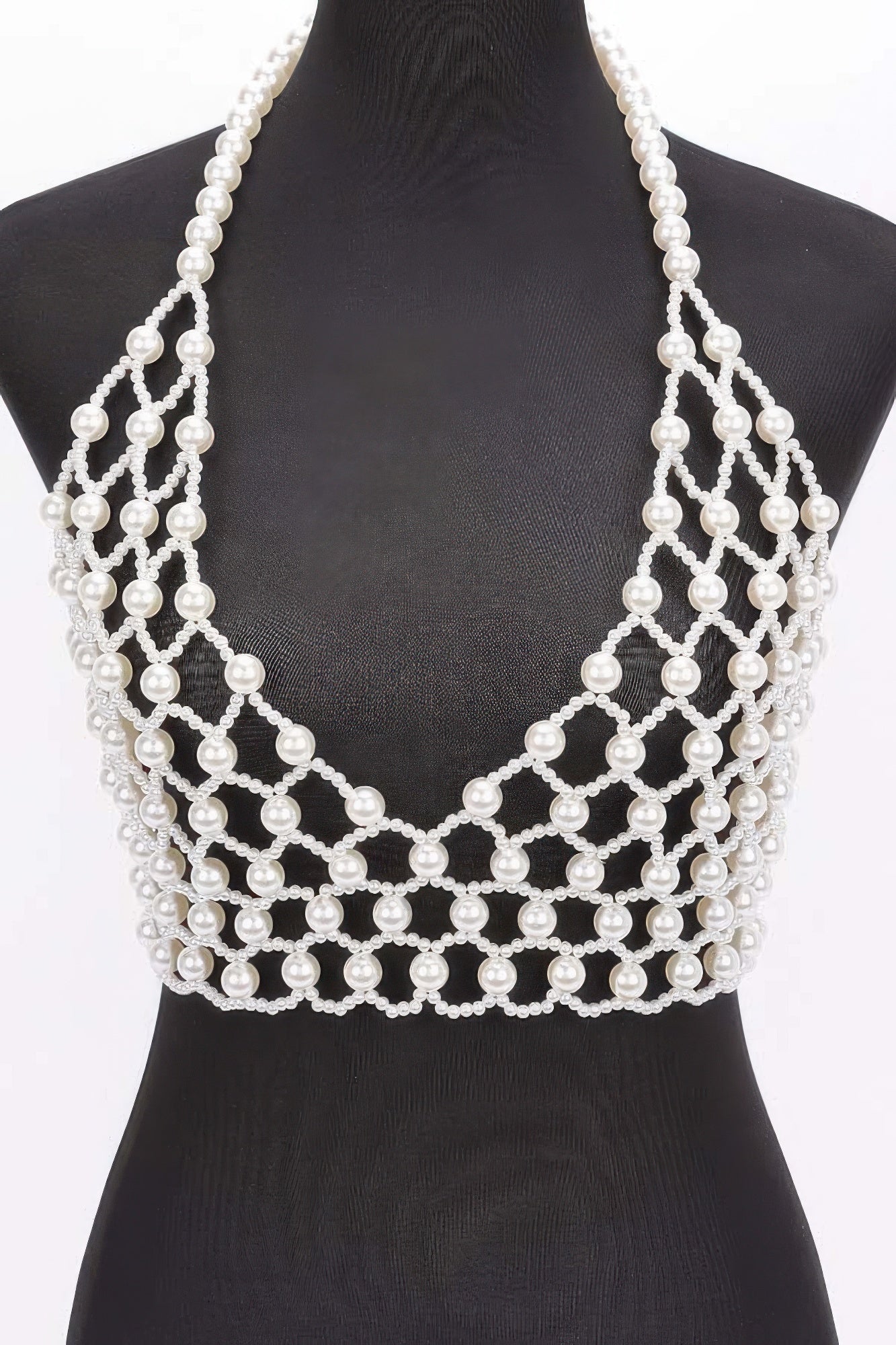 Faux Pearl Halter Neck Top
