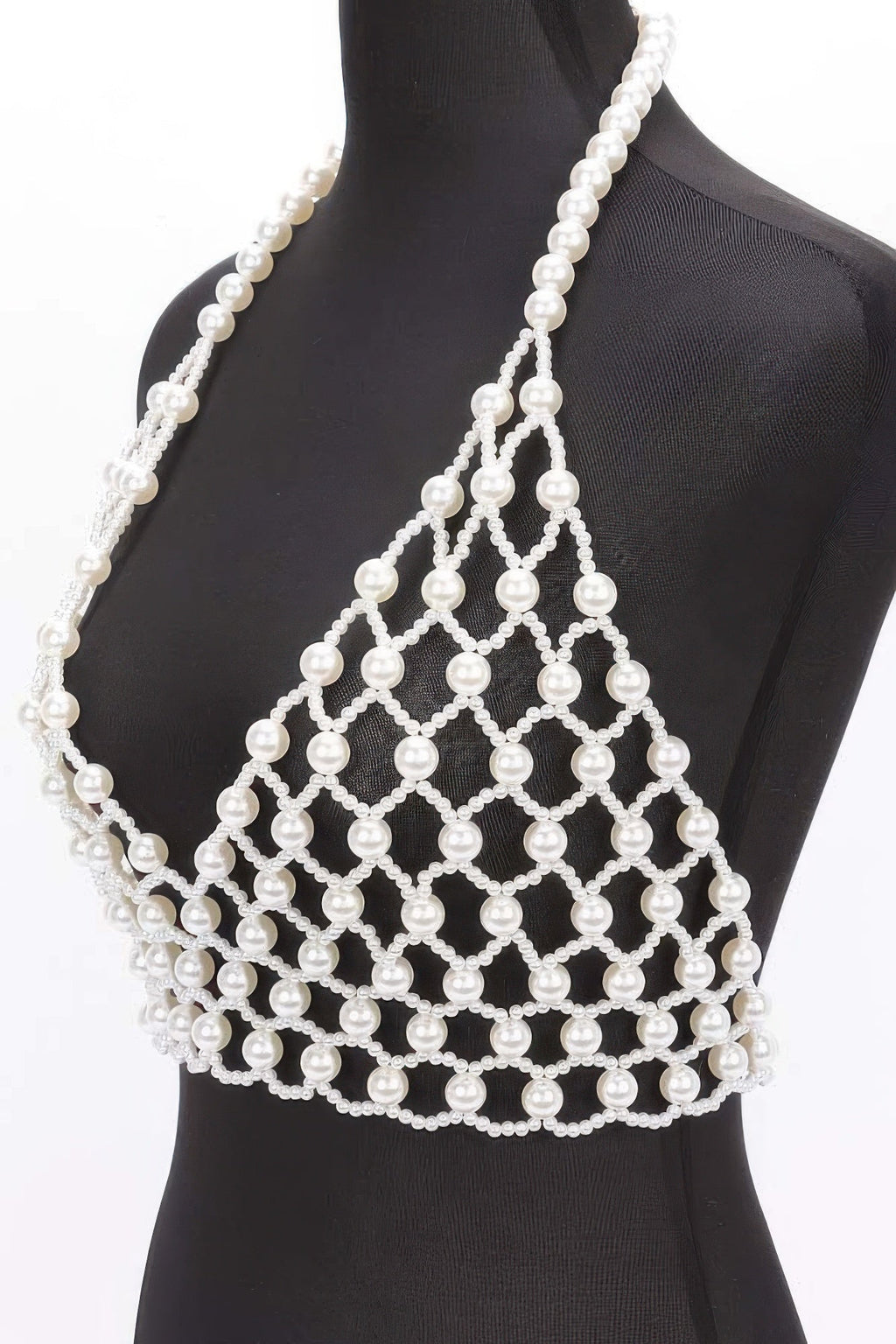 Faux Pearl Halter Neck Top