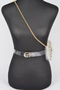Rhinestone Clear Belt Bag W/chain