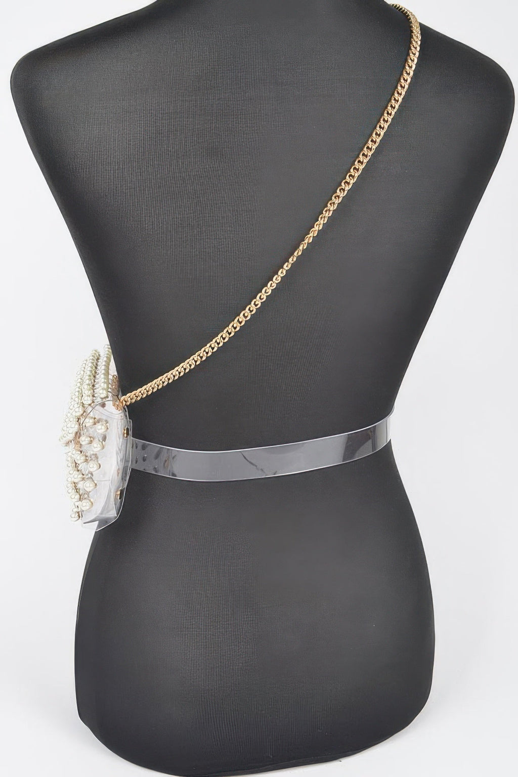 Rhinestone Clear Belt Bag W/chain
