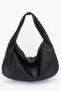 Faux Leather Braided Shoulder Bag
