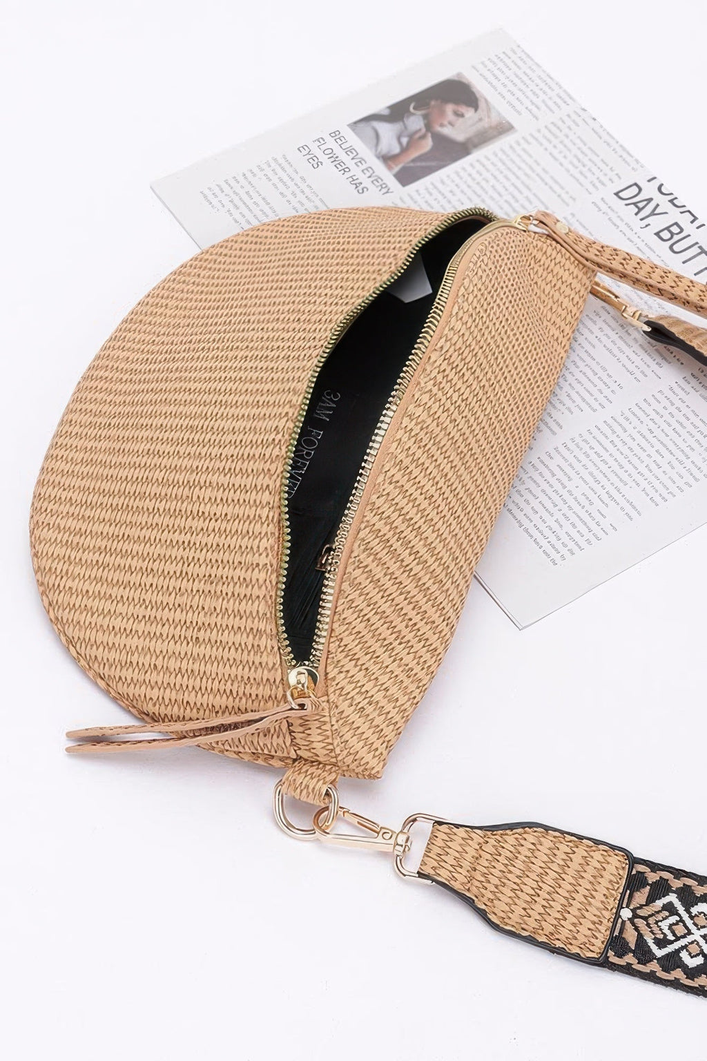Faux Leather Fanny Pack W/ Multi Color Strap