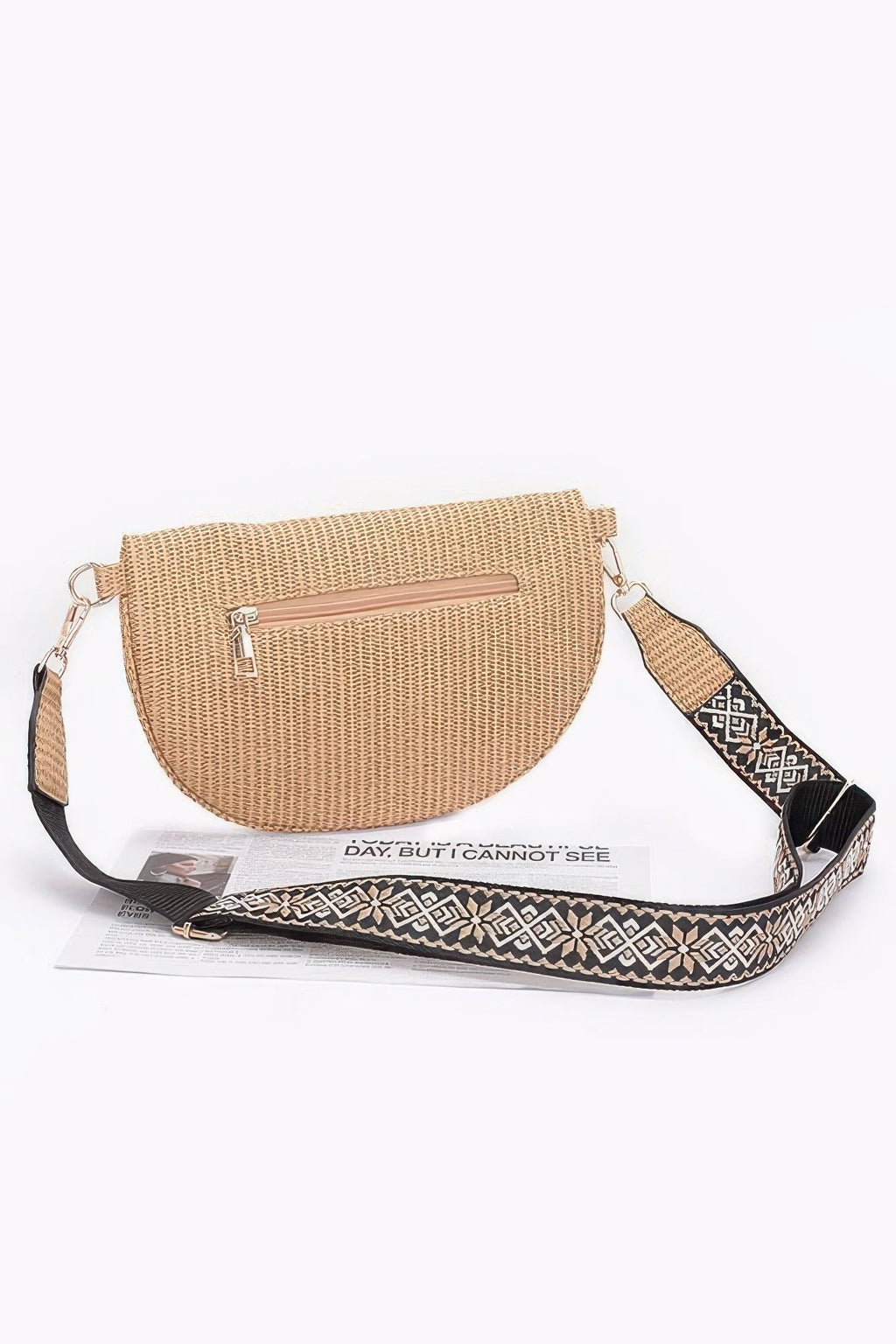 Faux Leather Fanny Pack W/ Multi Color Strap