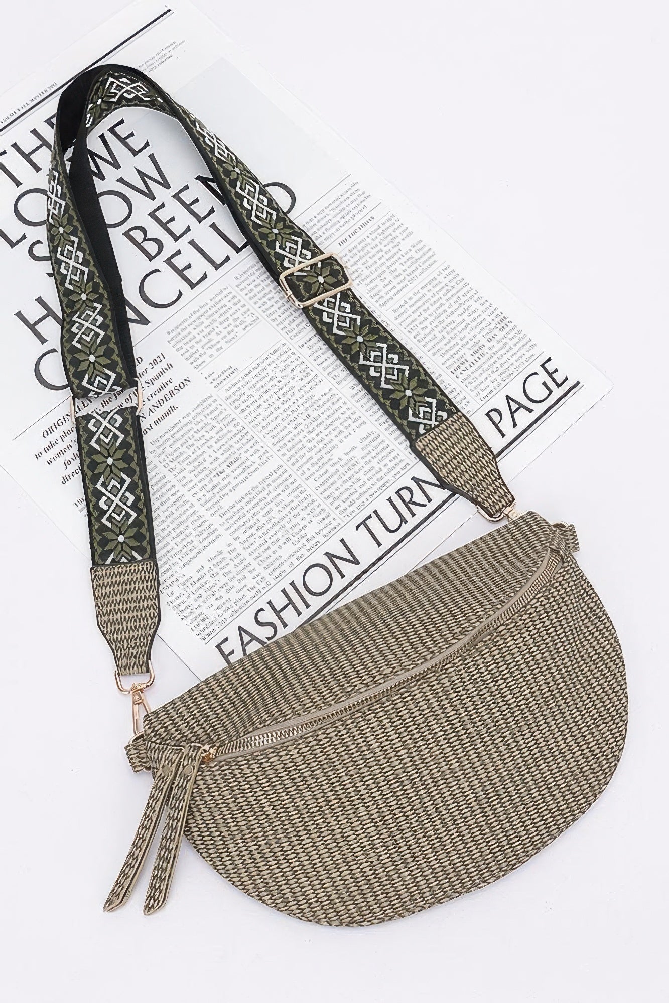 Faux Leather Fanny Pack W/ Multi Color Strap