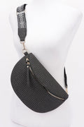 Faux Leather Fanny Pack W/ Multi Color Strap
