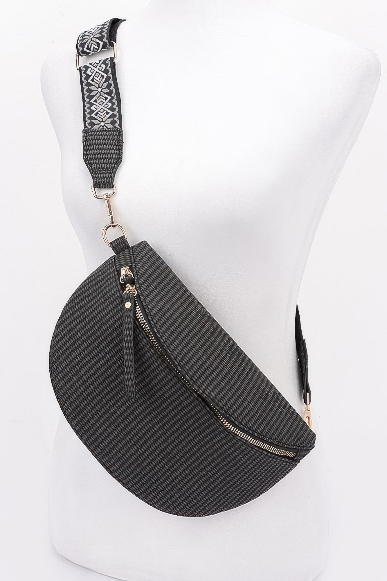 Faux Leather Fanny Pack W/ Multi Color Strap