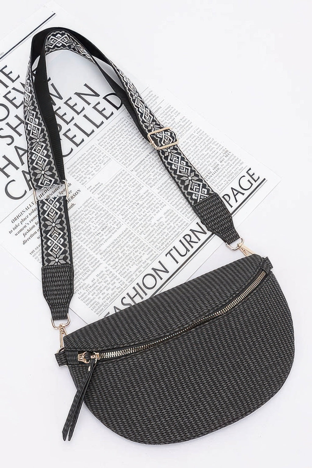 Faux Leather Fanny Pack W/ Multi Color Strap