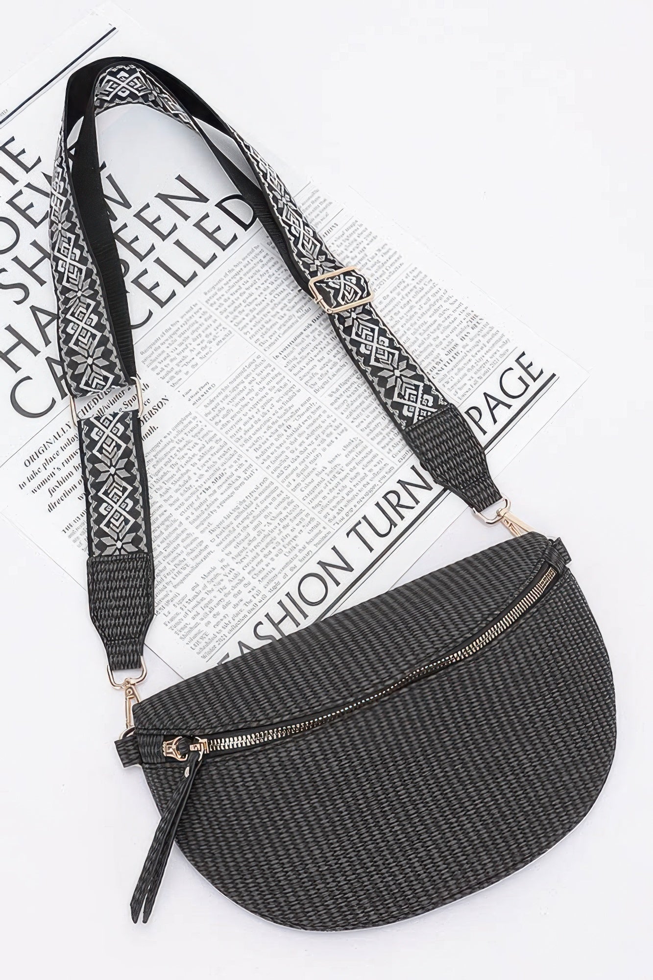 Faux Leather Fanny Pack W/ Multi Color Strap