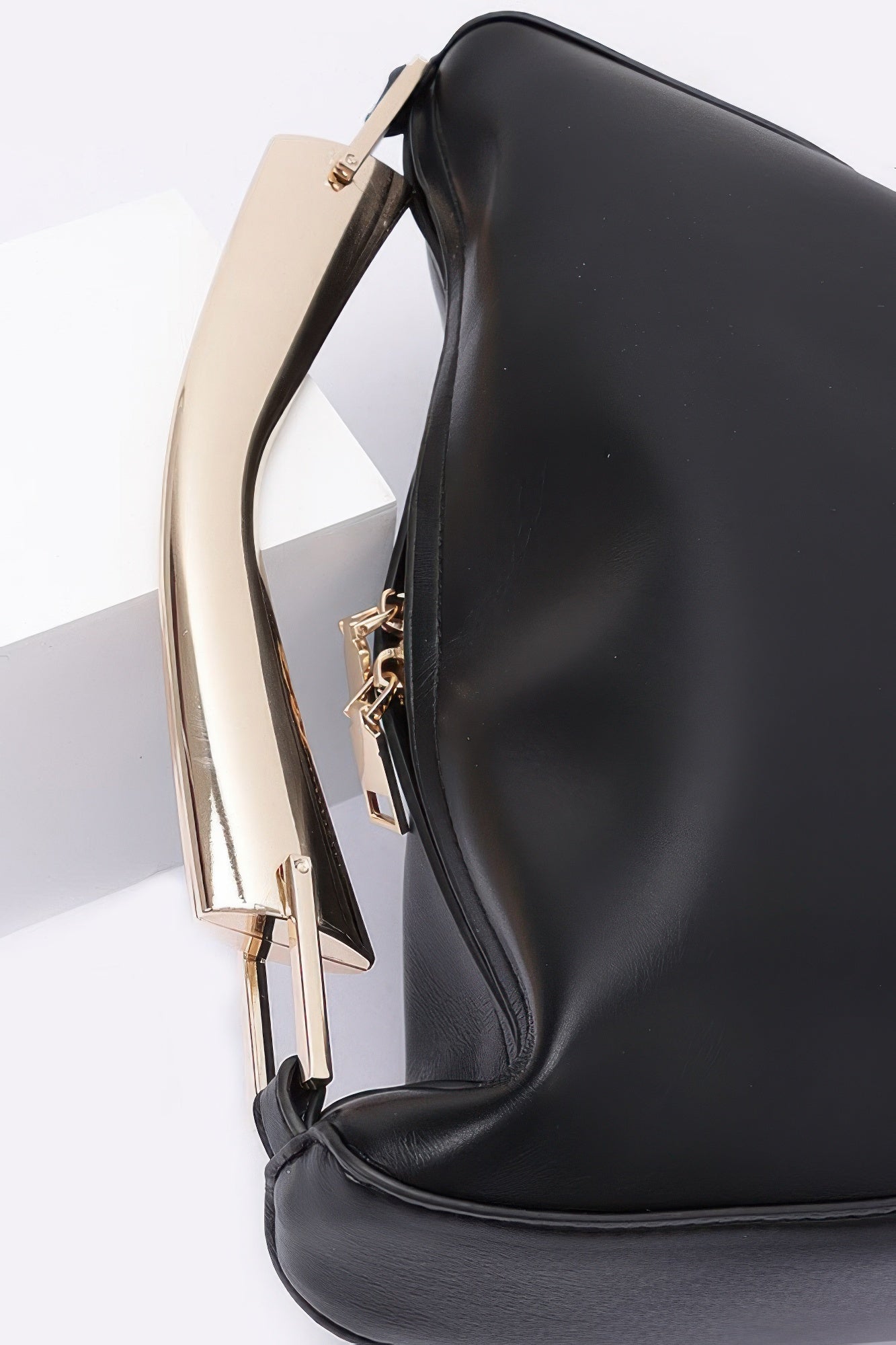 Faux Leather Metal Handle Bag