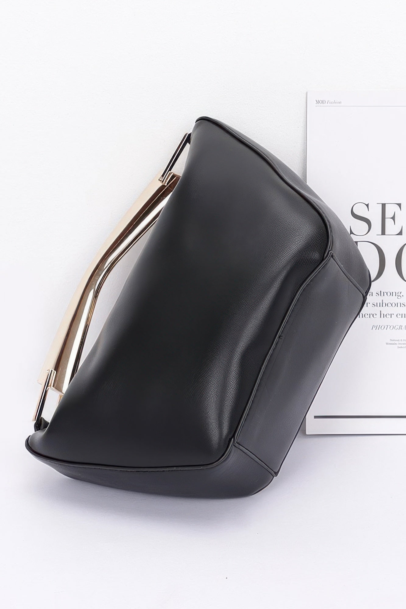 Faux Leather Metal Handle Bag