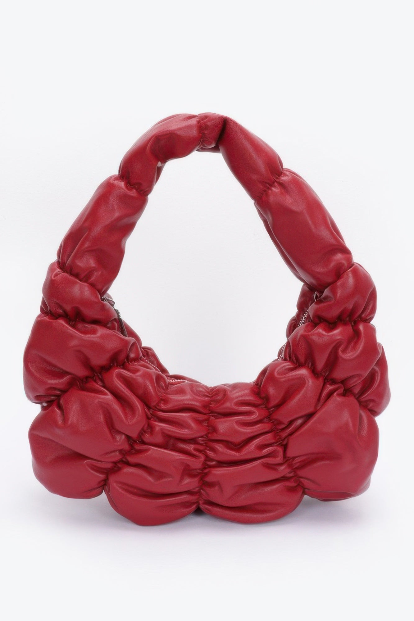 Pleated Faux Leather Shoulder Bag