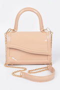 Enamel Faux Leather Top Handle Bag