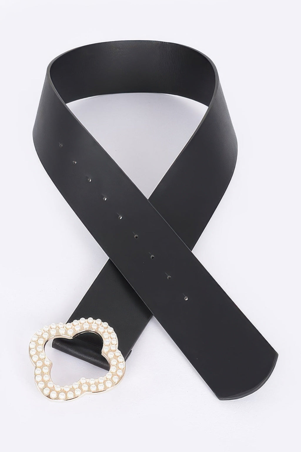 Pearl Metal Buckle Metallic Stretch Belt
