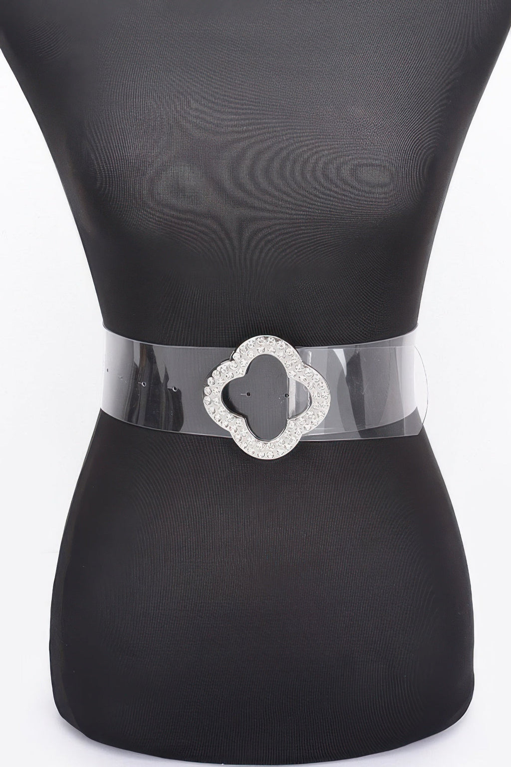 Rhinestone Metal Buckle Clear Belt