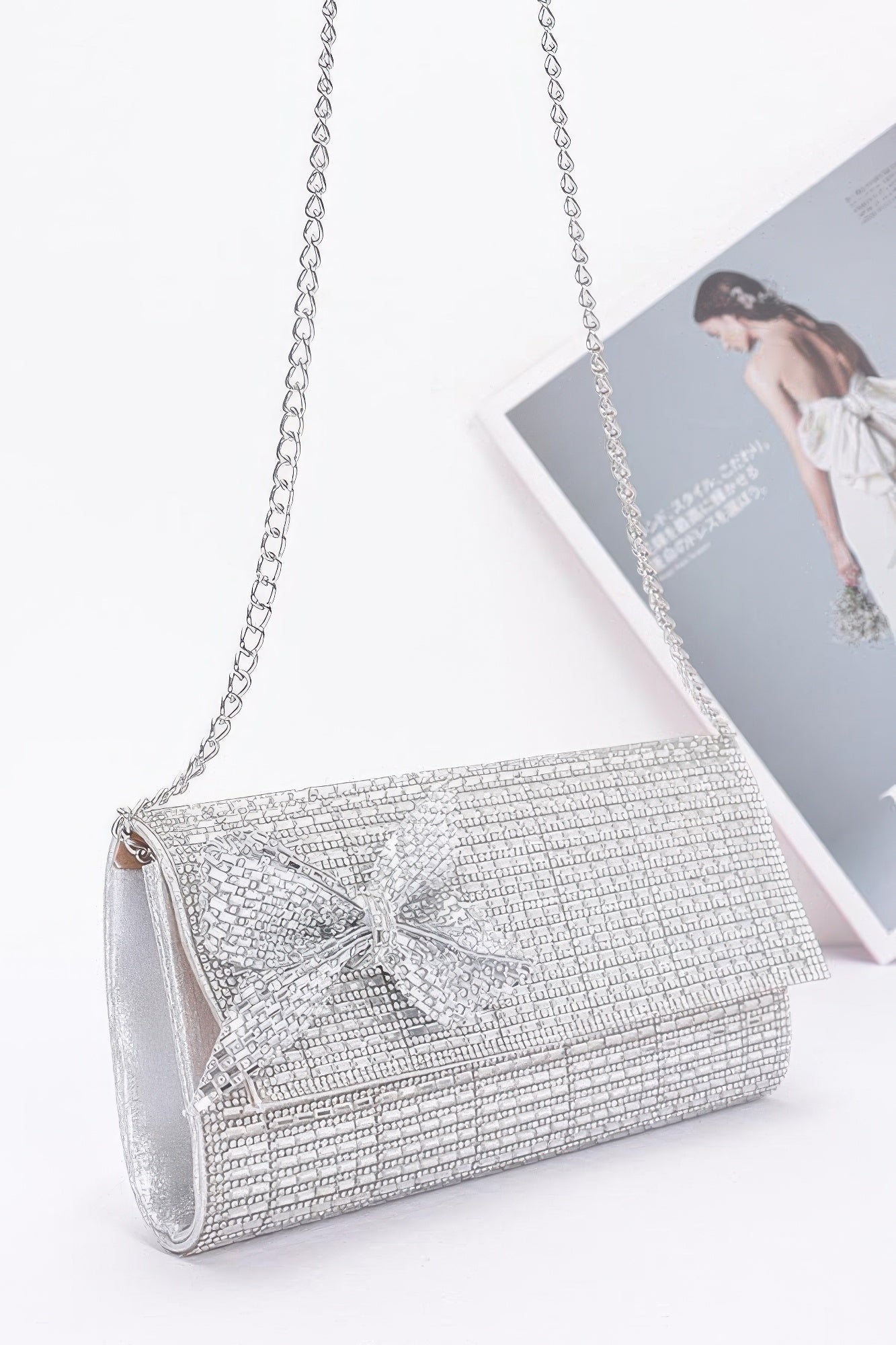 Rhinestone Party Clutch W/ Rhinestone Bow