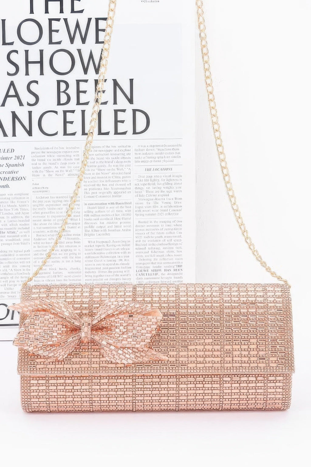 Rhinestone Party Clutch W/ Rhinestone Bow