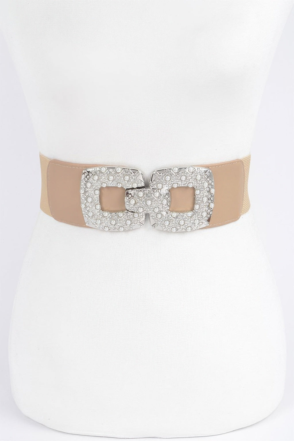 Rhinestone Pearl Buckles Elastic Belt