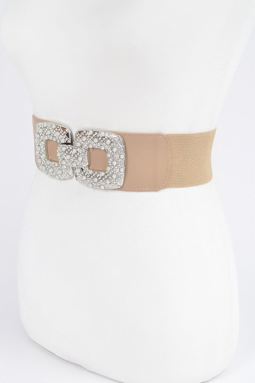 Rhinestone Pearl Buckles Elastic Belt