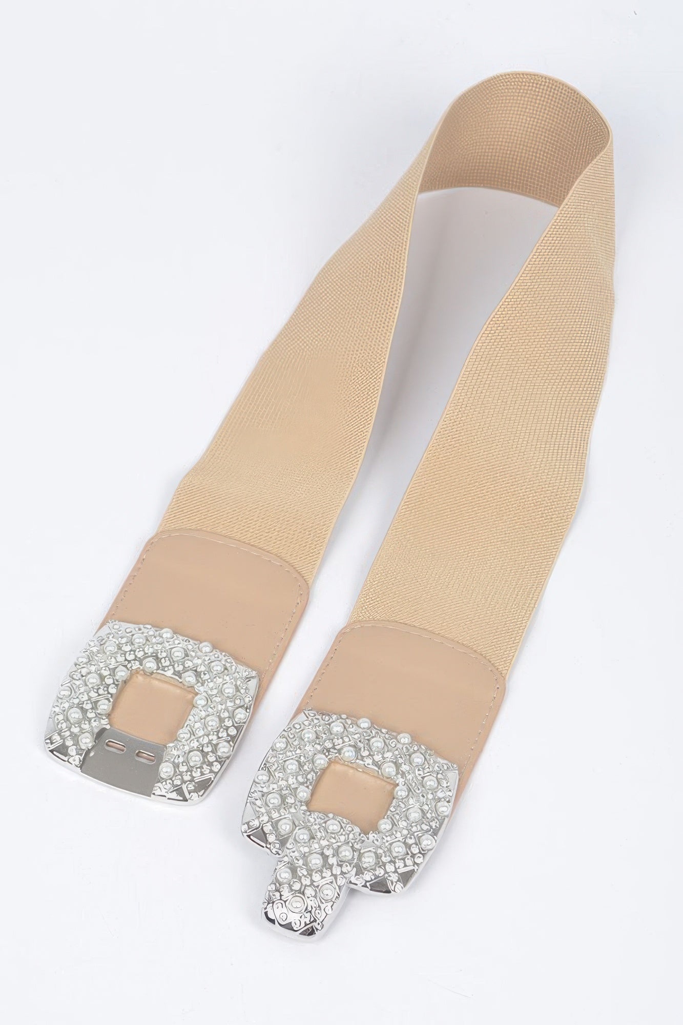 Rhinestone Pearl Buckles Elastic Belt