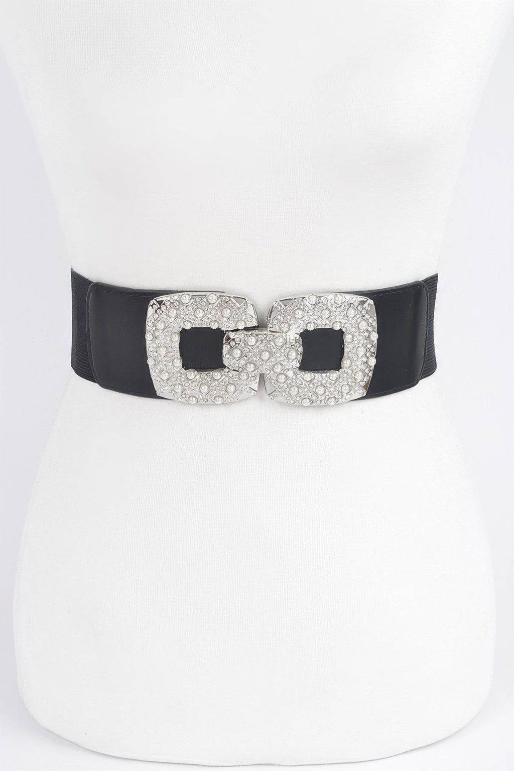 Rhinestone Pearl Buckles Elastic Belt