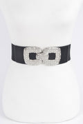 Rhinestone Pearl Buckles Elastic Belt