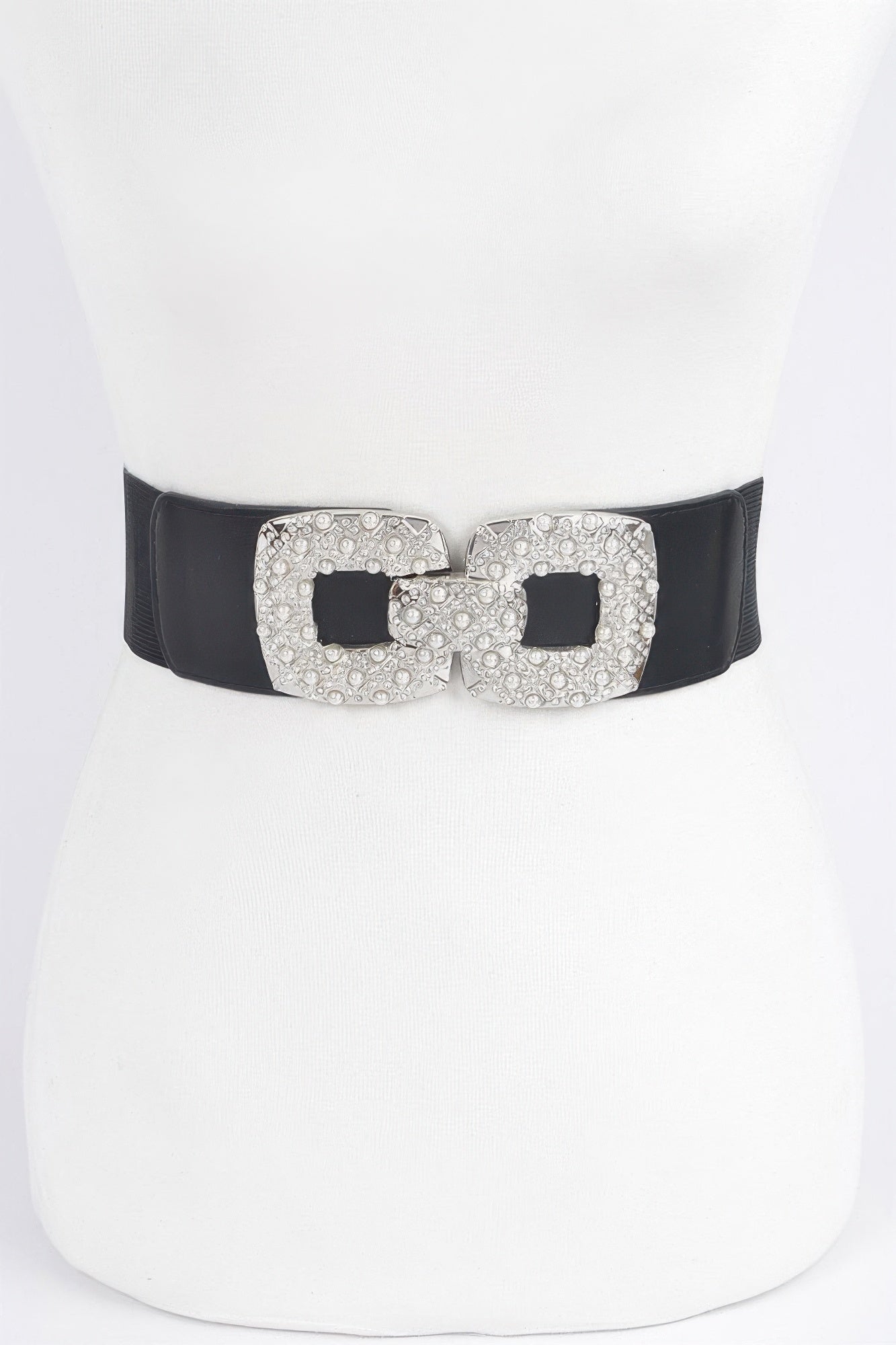 Rhinestone Pearl Buckles Elastic Belt