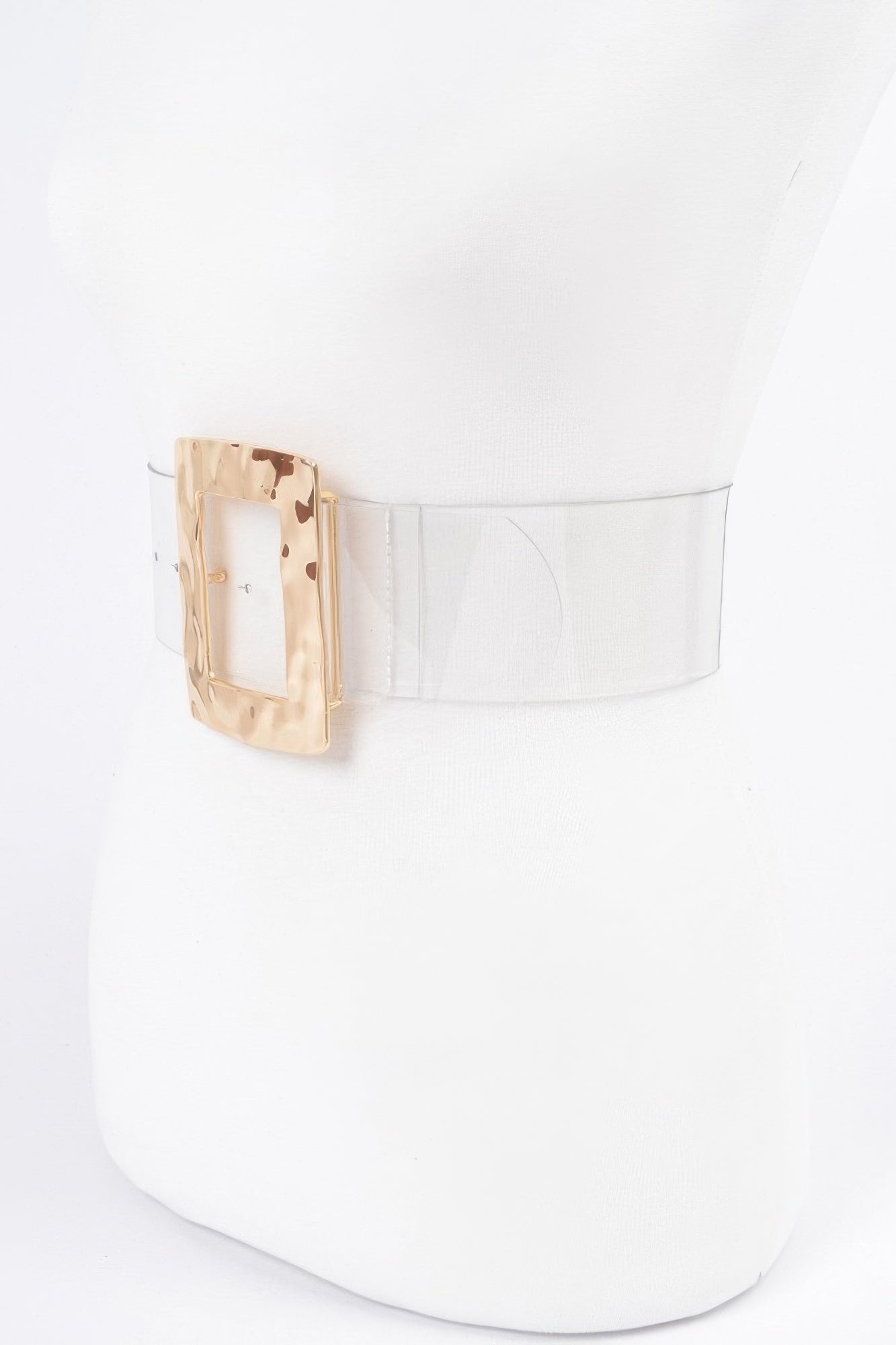 Rectangle Metal Buckle Clear Belt