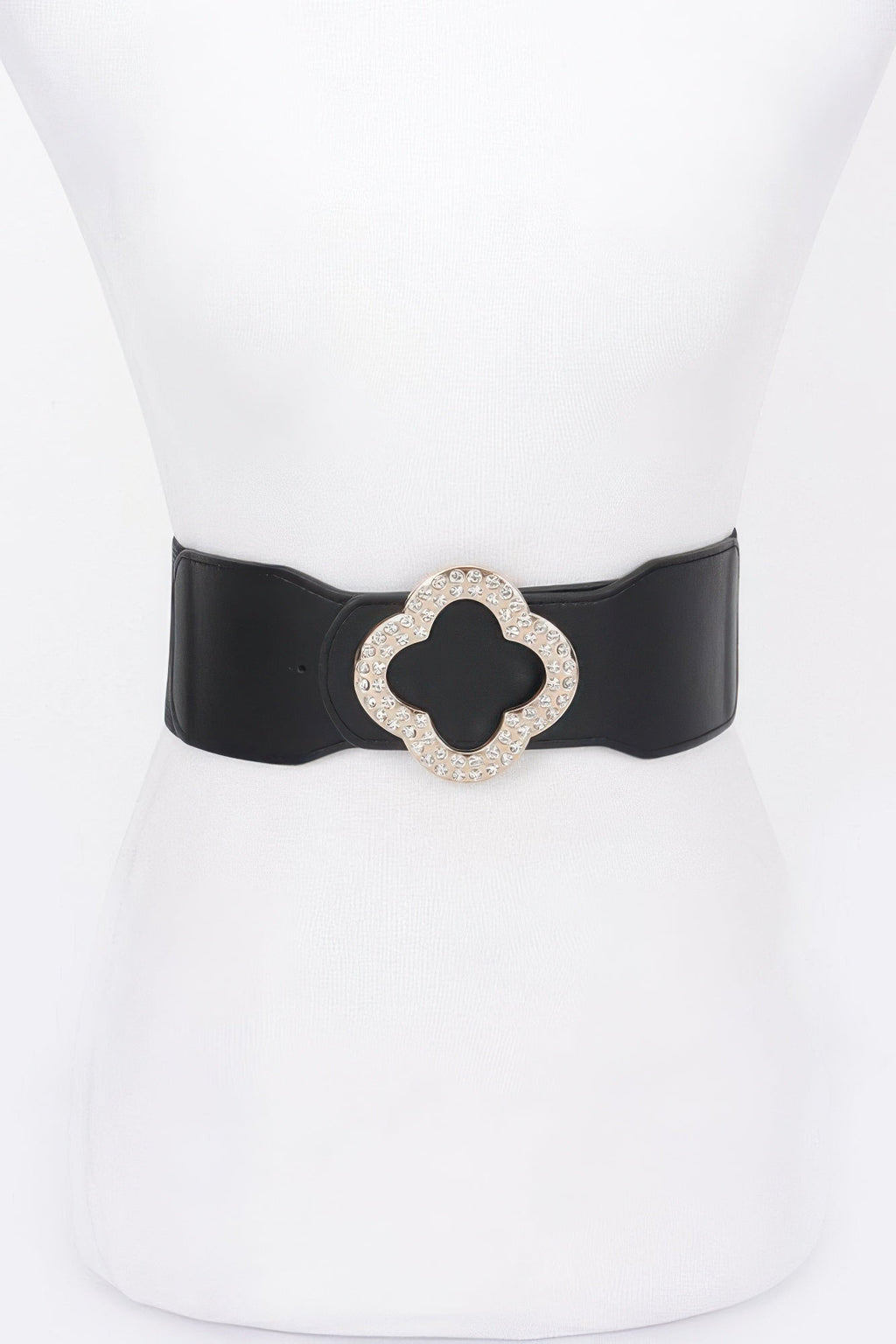 Faux Leather Metal Metal Buckle Stretch Belt