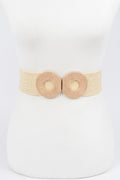 Faux Straw Elastic Two Buckles Belt