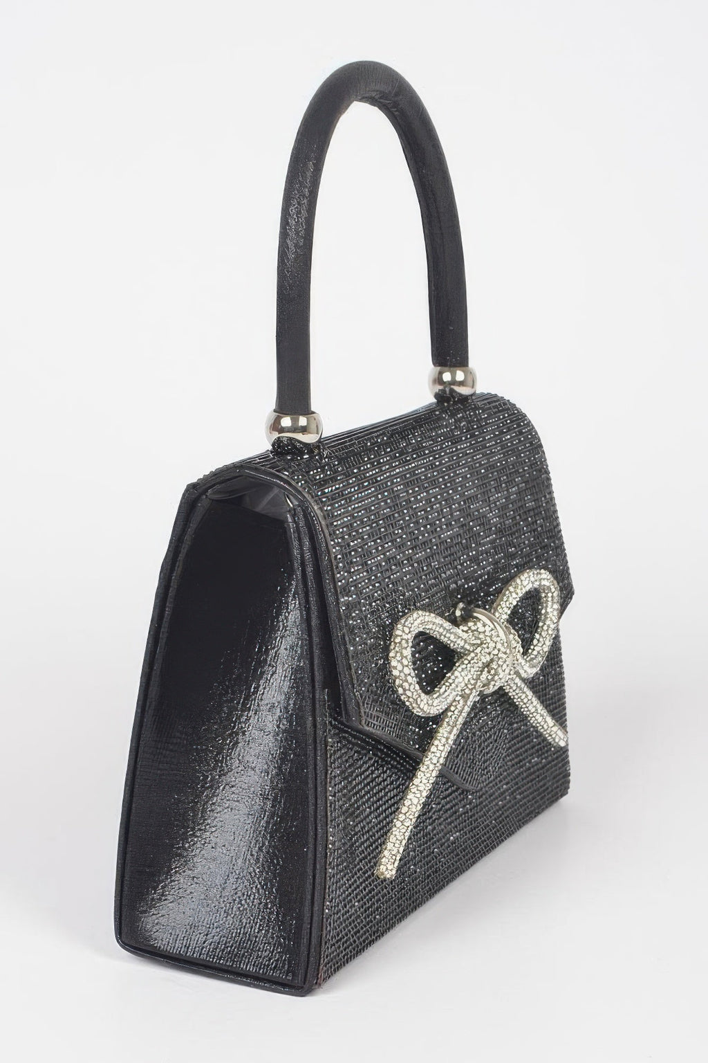Rhinestone Ribbon Top Handle Bag