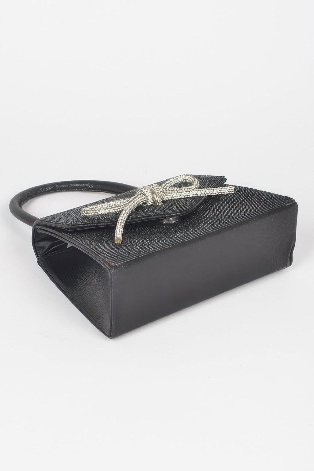 Rhinestone Ribbon Top Handle Bag