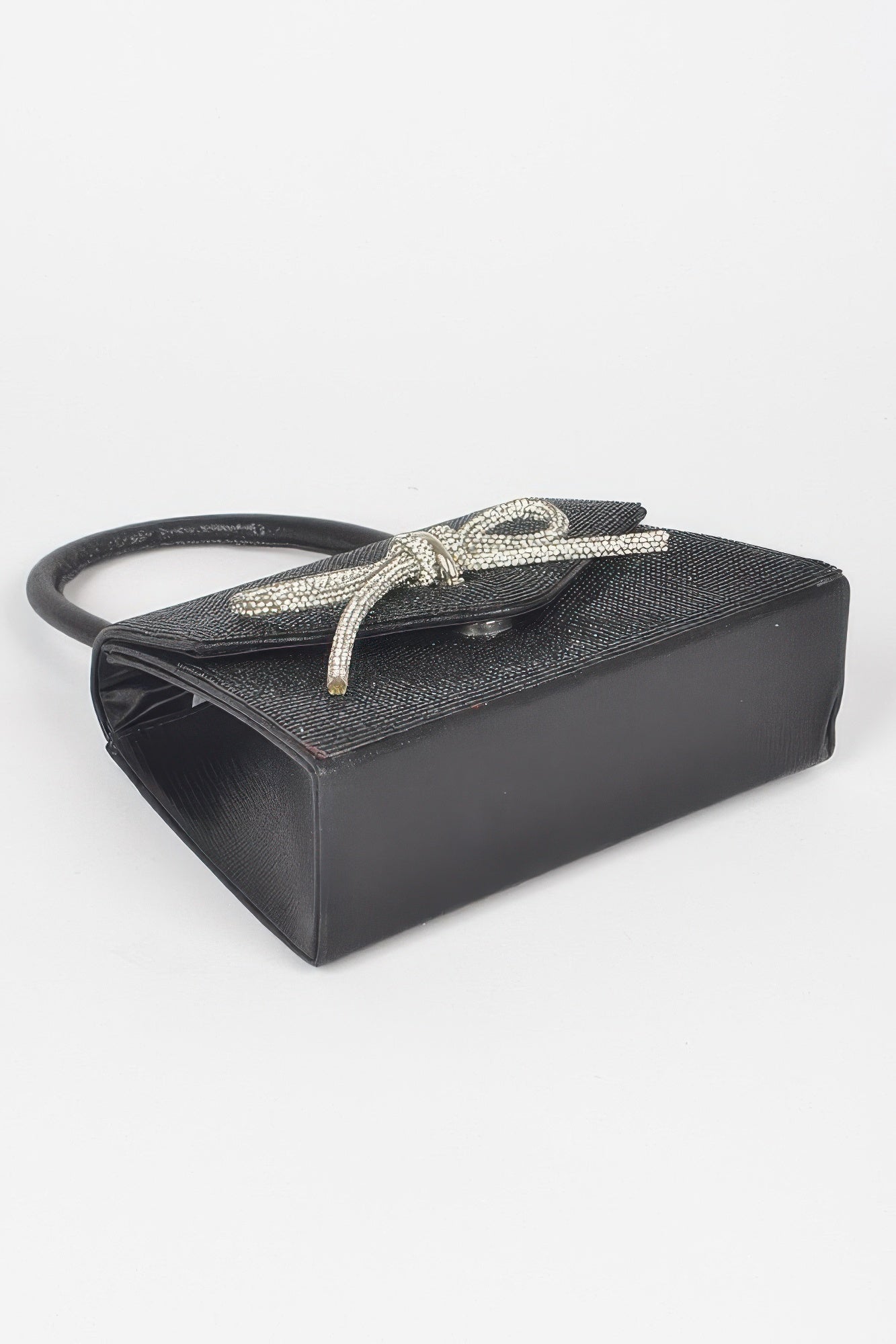Rhinestone Ribbon Top Handle Bag