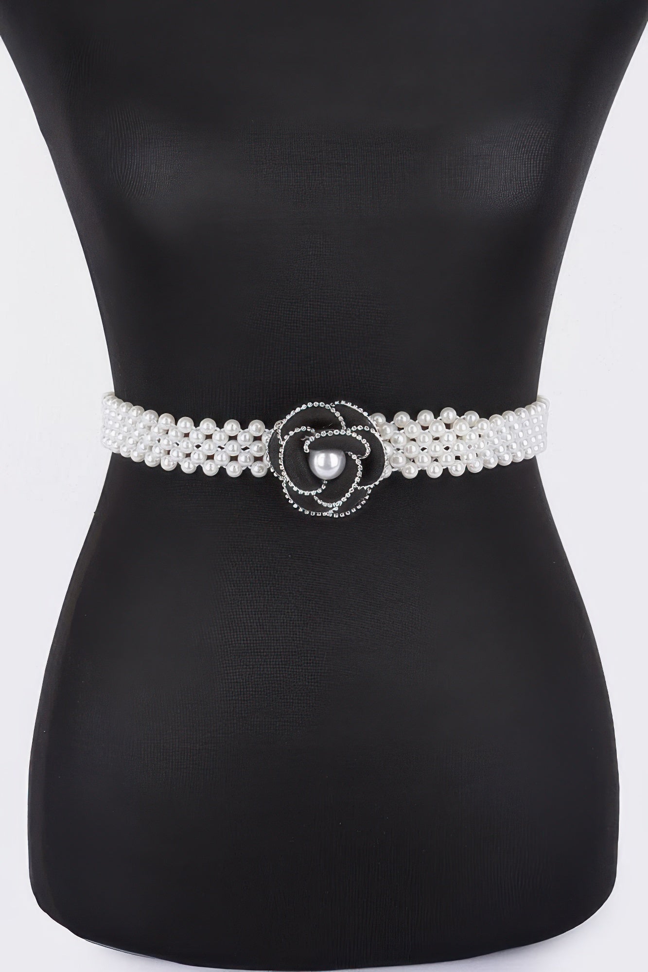 Flower Faux Pearl Elastic Belt