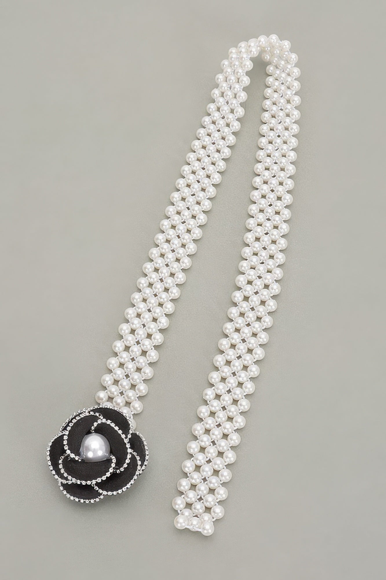 Flower Faux Pearl Elastic Belt