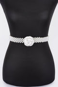 Flower Faux Pearl Elastic Belt