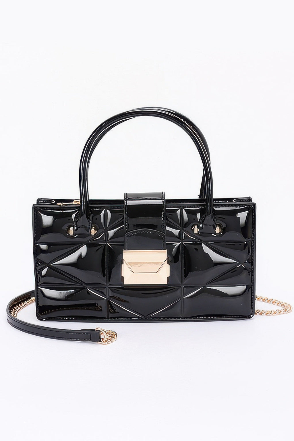 Embossed Enamel Handle Clutch
