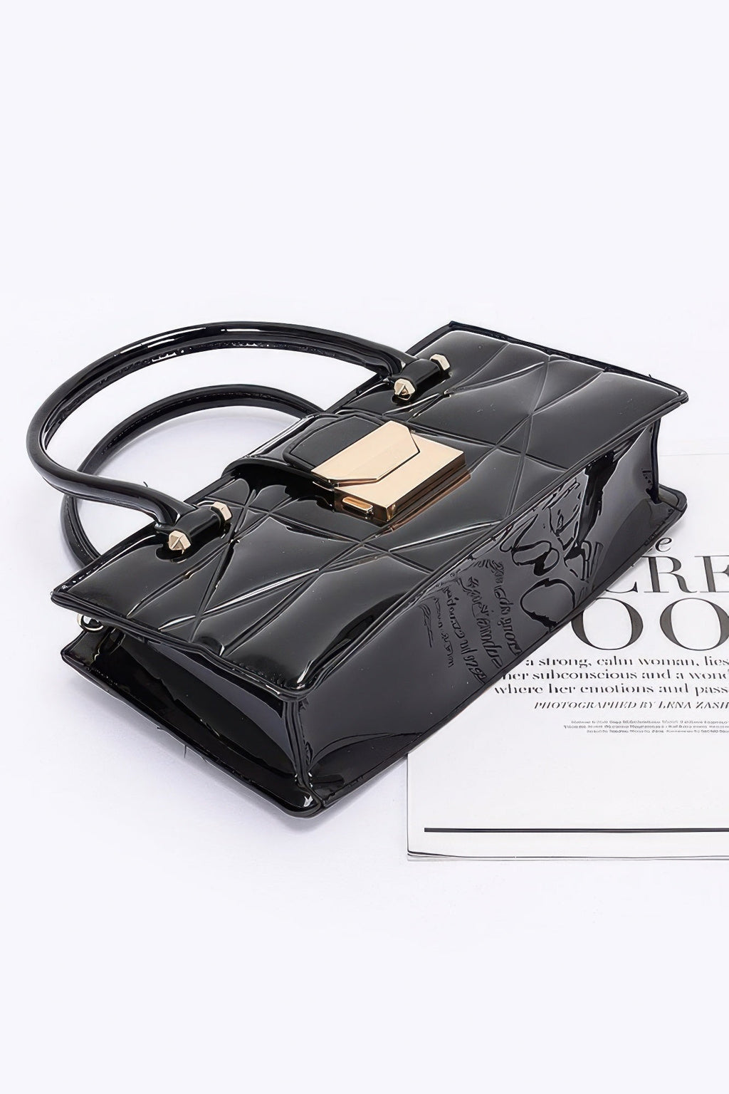 Embossed Enamel Handle Clutch