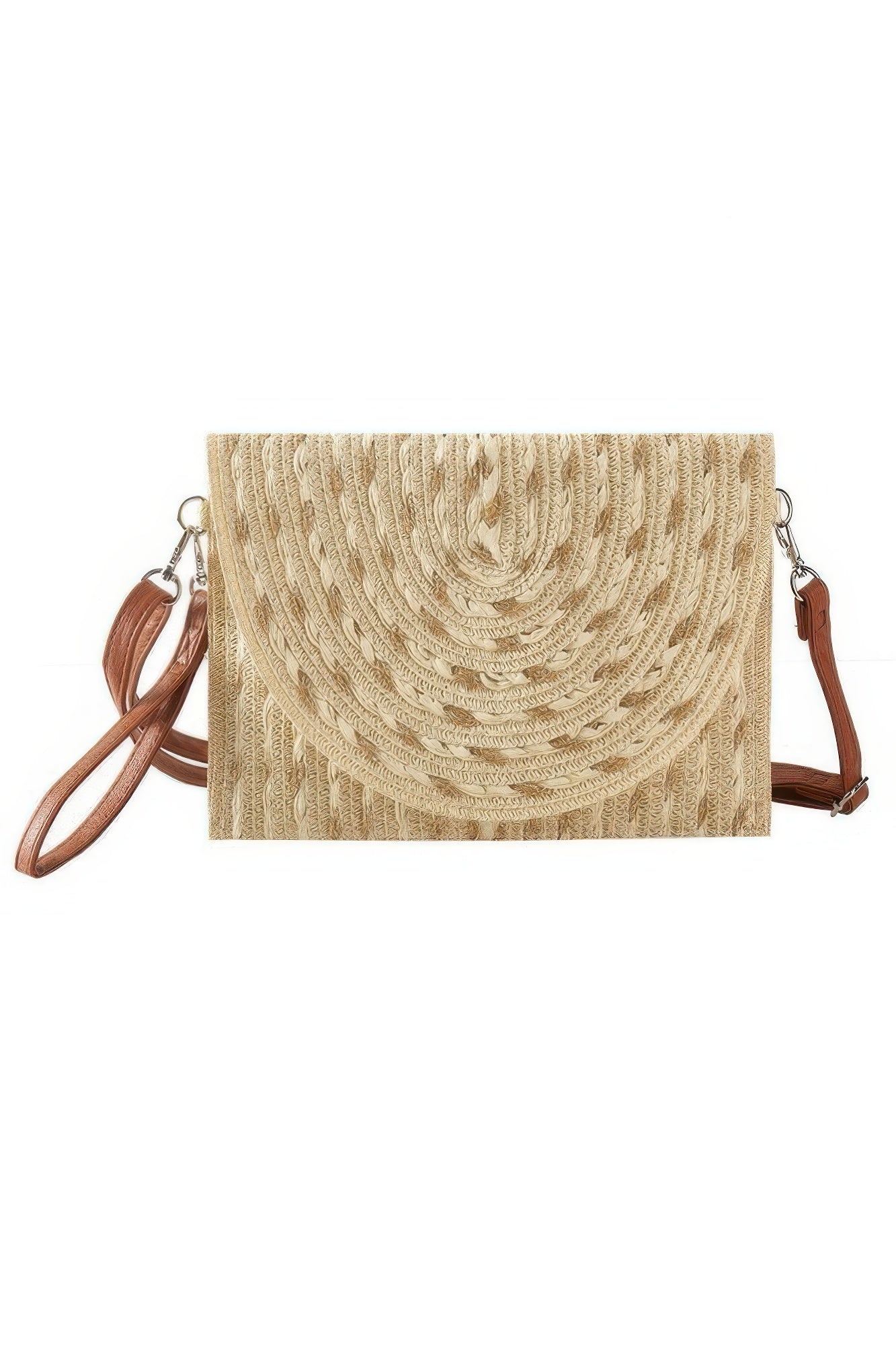 Gold Threads Mixed Color Straw Clutch Crossbodybag