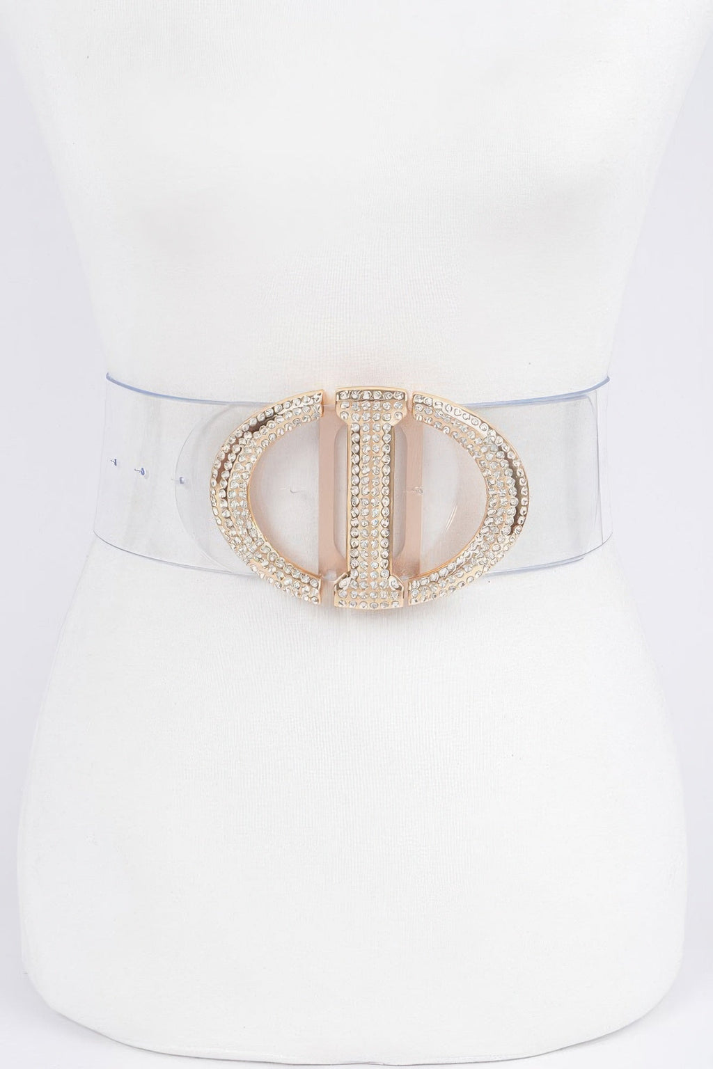 Rhinestone Metal Buckle Plus Size Transparent Belt
