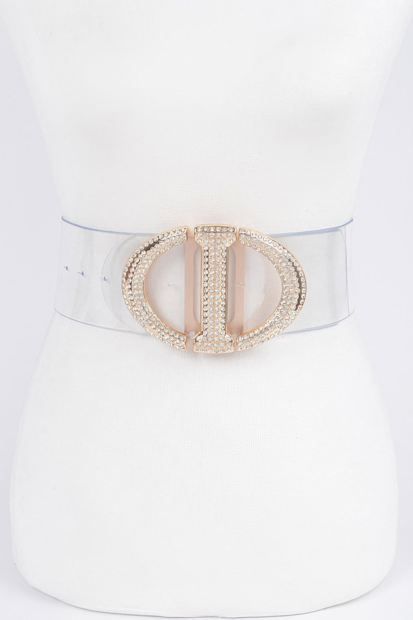 Rhinestone Metal Buckle Plus Size Transparent Belt