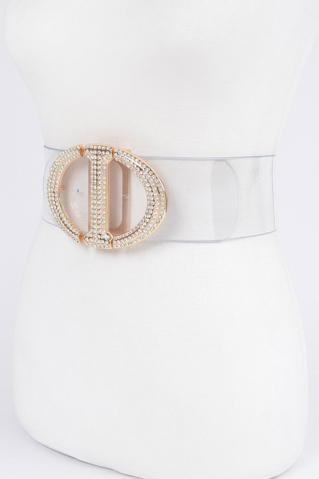 Rhinestone Metal Buckle Plus Size Transparent Belt