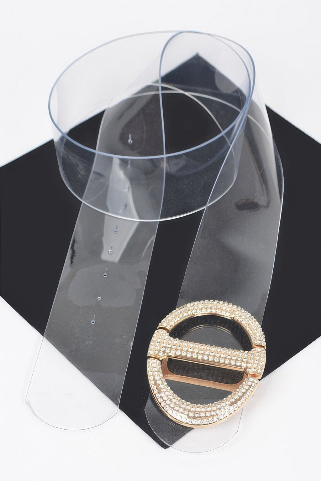 Rhinestone Metal Buckle Plus Size Transparent Belt