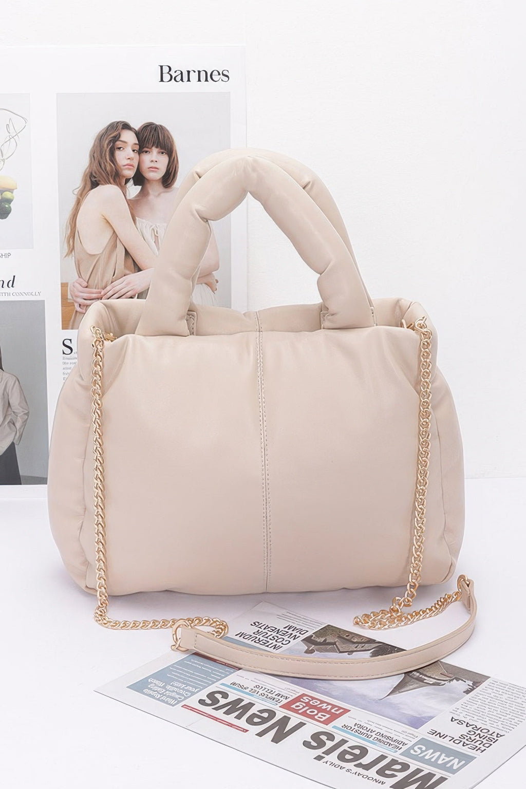 Faux Leather Padded Tote Bag